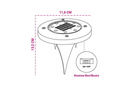 Светильник светодиодный SLR-S12 8SMD грунтовый IP44 корпус нерж. сталь солнечная батарея (уп.2шт) ФАZА 5040984