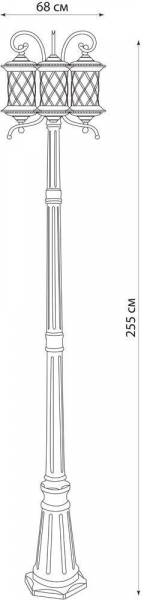 Светильник садово-парковый Feron PL5039 столб круглый 3*100W 230V E27, черное золото 11518