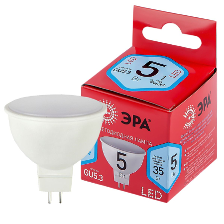 Лампа светодиодная Эра GU5.3 5W 4000K LED MR16-5W-840-GU5.3 R Б0049639
