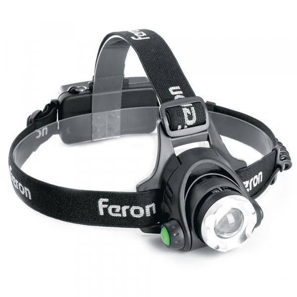 Фонарь налобный FERON TH2305 ZOOM c аккумулятором 5W, 2*18650 IP44 пластик/алюминий 41709