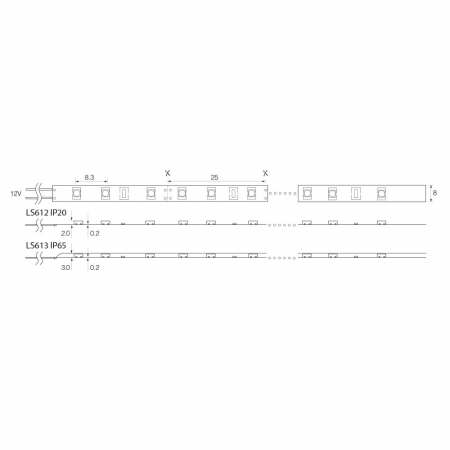 Cветодиодная LED лента Feron LS613, 120SMD(2835)/м 9.6Вт/м  5м IP65 12V 6500К 27731