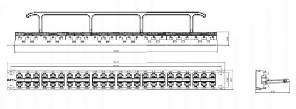 Патч-панель 19дюйм 1U RJ45 кат.5e 48 портов Dual IDC PPHD-19-48-8P8C-C5e-110D высокой плотности Hyperline 32809