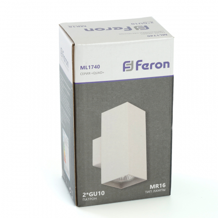 Светильник  настенный Feron ML1740 QUAD   MR16 35W, 230V, 2*GU10,  белый IP20 48428