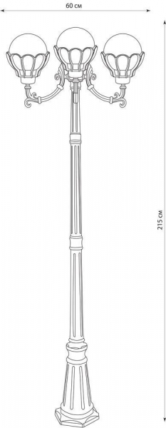 Светильник садово-парковый Feron PL5049 столб 3*60W E27 230V, черное золото 11552