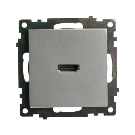 Розетка HDMI 2.1, Type A (механизм), STEKKER GLS00-7118-03, серия Катрин, серебро 50061