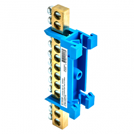 Шина "N" на изоляторе STEKKER 6*9 тип "стойка" на DIN-рейку 12 выводов, синий, LD556-69-12 49560