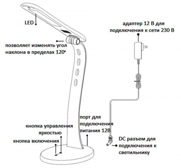 Настольный светодиодный светильник Feron DE1706 4,8W, черный 24183