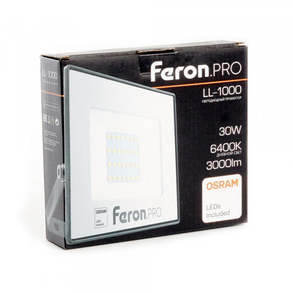 Светодиодный прожектор Feron.PRO LL-1000 IP65 30W 6400K черный 41539