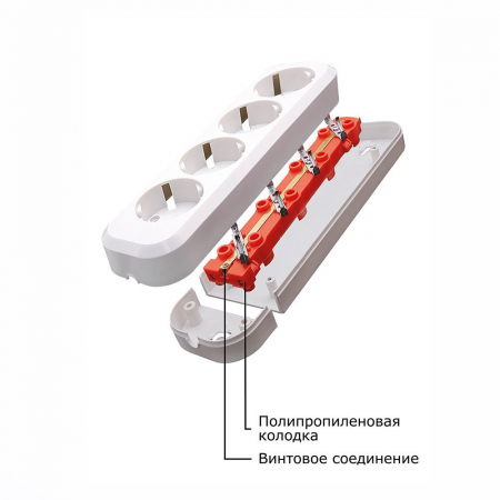 Розетка переносная разборная 2-местная б/з STEKKER, PST10-200-20, 250В, 10A, IP20，белый 39007