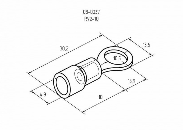 Наконечник кольцевой изолированный (НКИ d10.5мм) 1.5-2.5кв.мм (VR2-10) REXANT 08-0037