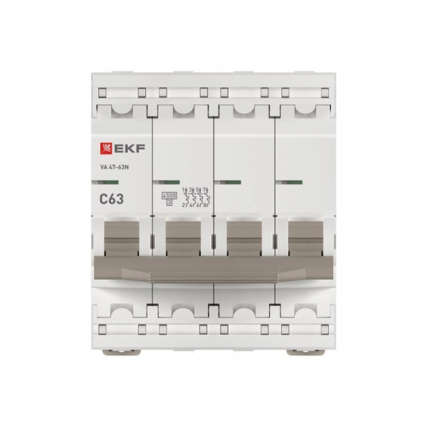 Выключатель автоматический модульный 4п C 63А 4.5кА ВА 47-63N PROxima EKF M634463C