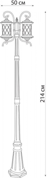 Светильник садово-парковый Feron PL5028 столб круглый 2*60W 230V E27, черное золото 11511