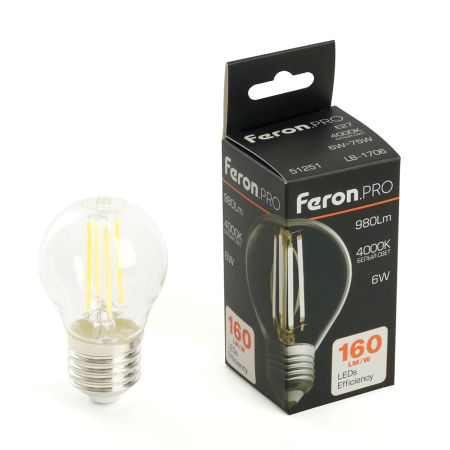 Лампа светодиодная Feron.PRO LB-1706 Шарик E27 6W 175-265V 4000K 51251