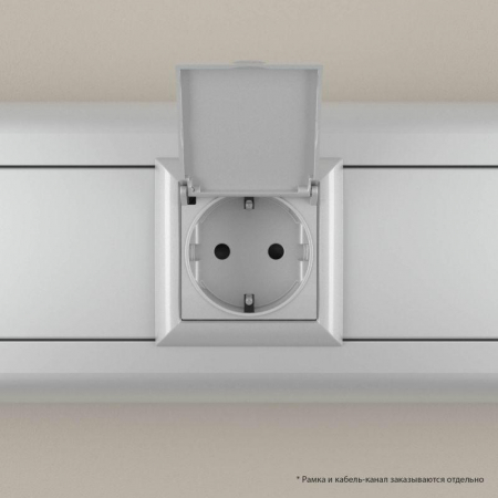 Розетка 1-м 2мод. Avanti "Закаленная сталь" 16А 2P+E защ. шторки с крышкой сер. DKC 4404012