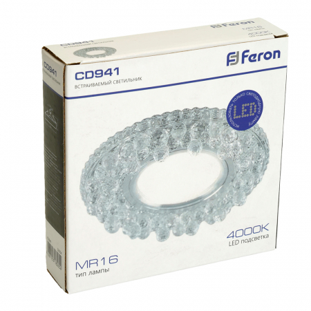 Светильник встраиваемый с LED подсветкой Feron CD941 потолочный MR16 G5.3 прозрачный 32654