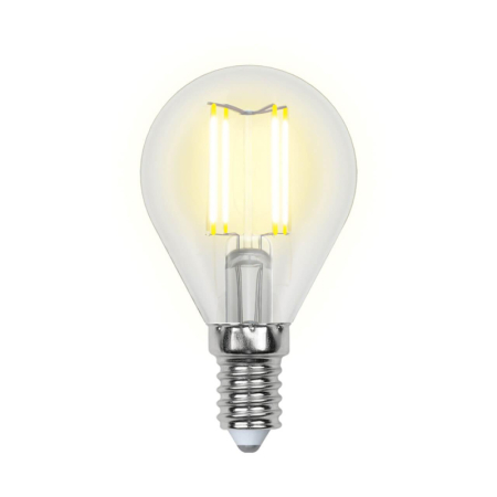 Лампа светодиодная филаментная (UL-00001371) Uniel E14 6W 4000K прозрачная LED-G45-6W/NW/E14/CL PLS02WH