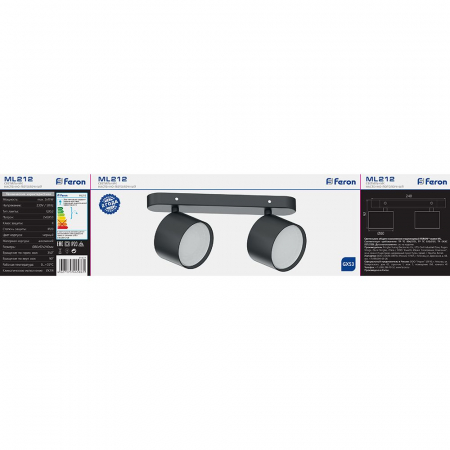 Светильник Feron ML212 настенно-потолочный под лампу GX53, черный 41477