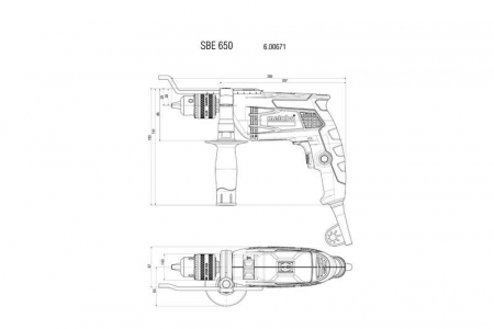 Дрель ударная SBE 650 650Вт БЗП картон Metabo 600671850