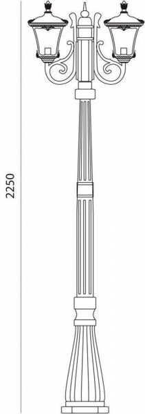 Светильник садово-парковый Feron 70032M столб четырехгранный 2*100W E27 230V, черное золото 11259