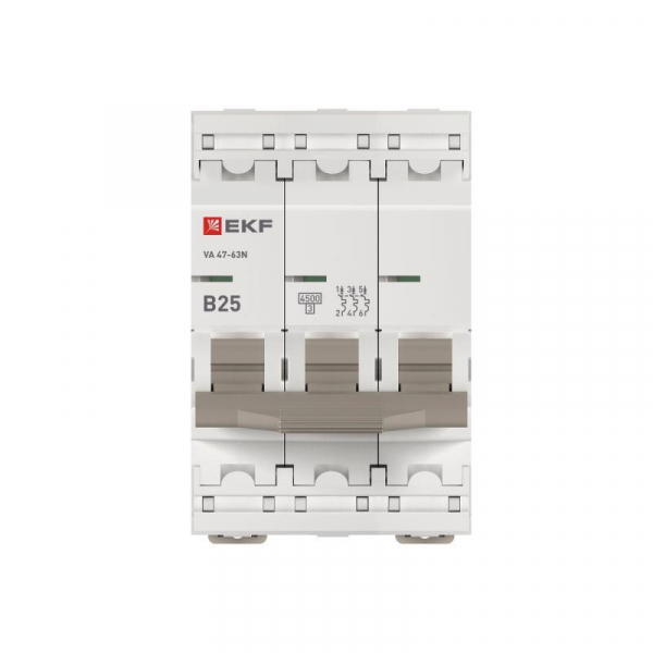 Выключатель автоматический модульный 3п B 25А 4.5кА ВА 47-63N PROxima EKF M634325B