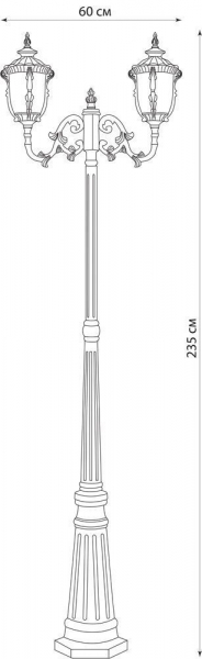 Светильник садово-парковый Feron PL5018 столб круглый 2*100W 230V E27, темно-коричневое золото 11505