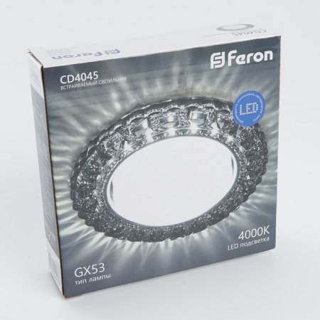 Светильник встраиваемый с белой LED подсветкой Feron CD4045 потолочный GX53 без лампы, серый, хром 41410