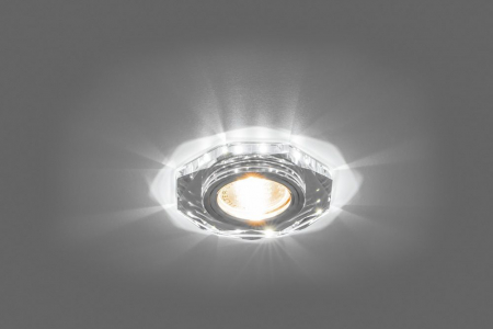 Светильник встраиваемый с белой LED подсветкой Feron 8020-2 потолочный MR16 G5.3 серебристый 28488