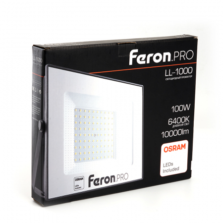 Светодиодный прожектор Feron.PRO LL-1000 IP65 100W 6400K  черный 41541