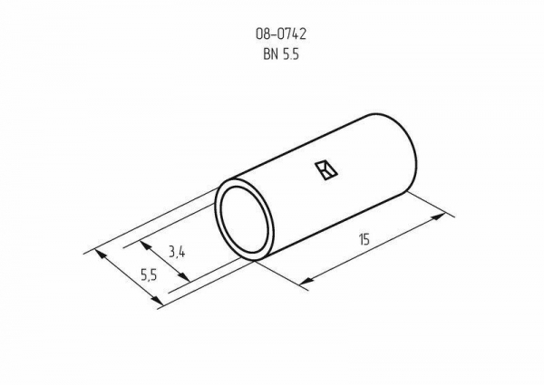 Гильза соединительная (СГ L-15мм) 4-6кв.мм (BN5.5) REXANT 08-0742