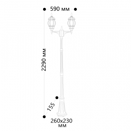 Светильник садово-парковый Feron 8114 столб 2*100W E27 230V, белый 11210