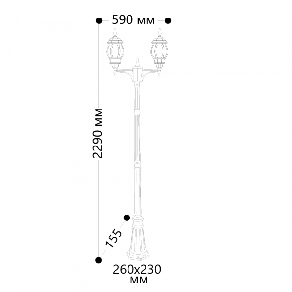 Светильник садово-парковый Feron 8114 столб 2*100W E27 230V, белый 11210