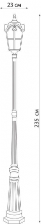 Светильник садово-парковый Feron PL5108 столб четырехгранный 100W 230V E27, черное золото 11533