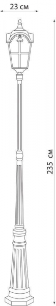 Светильник садово-парковый Feron PL5108 столб четырехгранный 100W 230V E27, черное золото 11533