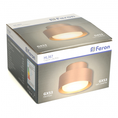 Светильник потолочный Feron HL367 Barrel AURA 12W, 230V, GX53, золото IP44 48408