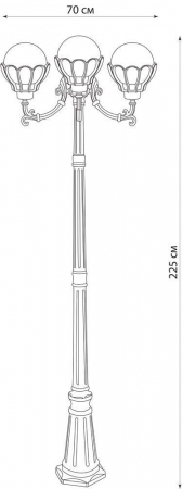 Светильник садово-парковый Feron PL5059 столб 3*100W E27 230V, черное золото 11561