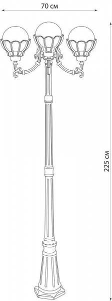 Светильник садово-парковый Feron PL5059 столб 3*100W E27 230V, черное золото 11561