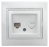 Розетка компьютерная СП Plano 1Э-303-01 RJ45 бел. Intro Б0038835